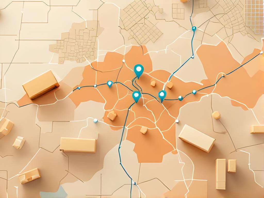 Mapa estilizado de cobertura logística con zonas marcadas en Entre Ríos y Gran Buenos Aires sobre fondo de obra
